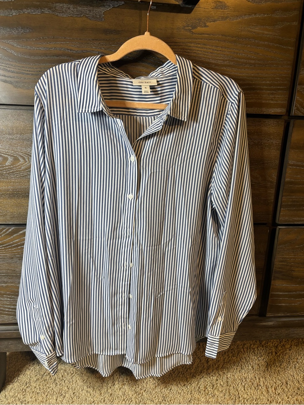 Blue and White Striped Button-Down Shirt